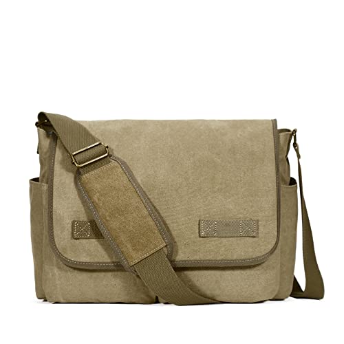Sechunk Canvas Large Messenger Bag Shoulder bag Cross body bag Crossbody Bag - color: Army Green, size: Large