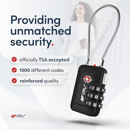 TSA Accepted Luggage Travel Lock, Set-Your-Own Combination Lock for School Gym Locker, Luggage Suitcase Baggage Locks, Filing Cabinets, Toolbox, Case (Black, 4 Pack) - color: Black 4-Pack
