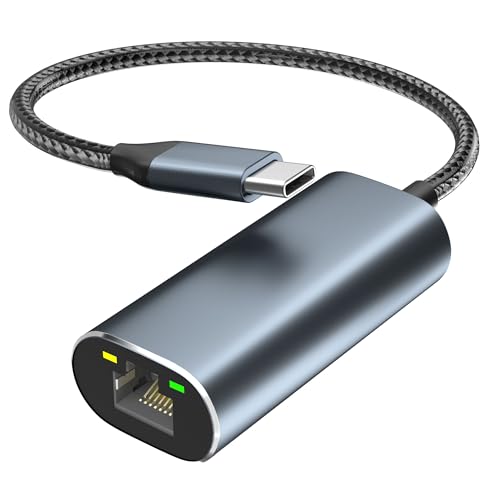 USB C to Ethernet Adapter 2.5 Gigabit, Ethernet to USB C Adapter, 2.5Gbps Network Connector for Dell/HP/Mac Laptop, USB Network Connector, Type-C to RJ45 LAN, RJ45 Cable Converter - style: 2.5Gbps
