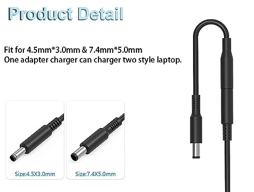 65W Laptop Charger Fit for Dell Inspiron 15 3000 5000 Computer | For Dell Inspiron 3511 3535 3530 3520 3525; Latitude 3310 3420 3540; 4.5mm x 3.0mm /7.4m x 5.0mm tip