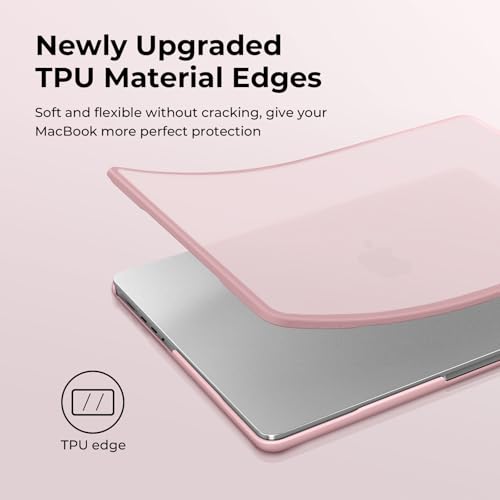 BlueSwan Anti-Cracking Case for MacBook Pro 14 inch M5-M1 Pro/Max 2026-2021 | Anti-Scratch Protective Hard Shell Case, Soft TPU Bumper, Sturdy and Durable, Easy Snap-On Installation, Frosted Pink - color: Frosted Pink