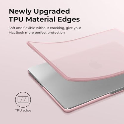 BlueSwan Anti-Cracking Case for MacBook Pro 14 inch M5-M1 Pro/Max 2026-2021 | Anti-Scratch Protective Hard Shell Case, Soft TPU Bumper, Sturdy and Durable, Easy Snap-On Installation, Frosted Pink - color: Frosted Pink