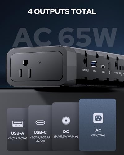 Apowking Power Bank with AC Outlet, 65W Portable Laptop Battery Bank Fast Charging, 88.8Wh 24000mah Power Station for Outdoor Camping PowerBank Travel Home Power Backup - color: Black