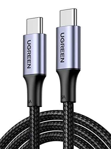 UGREEN 100W USB C to USB C Cable, Fast Charging, 2-Pack, 6.6ft, Black | For iPhone 17/16/15, MacBook Pro/Air, iPad Pro/Air/Mini, Galaxy S26/S25/S24, XPS, Pixel, Switch. Built-in E-marker chip - size: 6.6FT