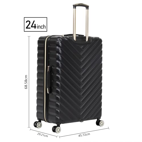 Kenneth Cole REACTION Madison Square Lightweight Hardside Chevron Expandable Spinner Luggage, Black, 24-Inch Checked - color: Black, size: 24-Inch Checked
