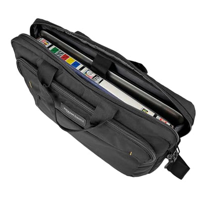 Amazon Basics Laptop Tablet Carrying Case with Shoulder Strap and Grab Handles, 14-inch, Black, Compartments for Storage (Pack of 8) - size: 14 Inch (Pack of 8), style: 1-pack