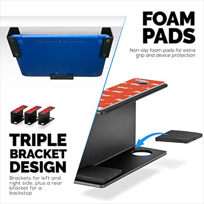 Under Desk Laptop Holder Mount For Desk, Adhesive & Screw In, Devices upto 1.5" Thick like Macbooks, Surface, Keyboard, Routers, Modems, Cable Box, Network Switch & More (Metal Black) By Brainwavz - color: Metal 1.5" Device Mount