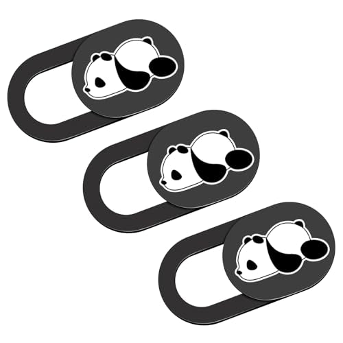Webcam Cover Slide, Cute Panda Front Camera Privacy Covers fits Laptop, Phone, Tablet, Computer, MacBook, iPhone, Smartphone, Ultra Thin Durable Web Camera Cover Protect Your Privacy and Security - color: Lazy Lazy Panda-Black