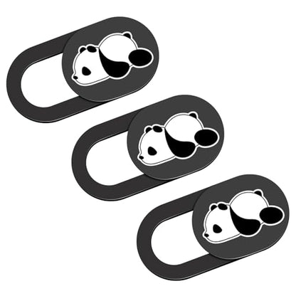 Webcam Cover Slide, Cute Panda Front Camera Privacy Covers fits Laptop, Phone, Tablet, Computer, MacBook, iPhone, Smartphone, Ultra Thin Durable Web Camera Cover Protect Your Privacy and Security - color: Lazy Lazy Panda-Black