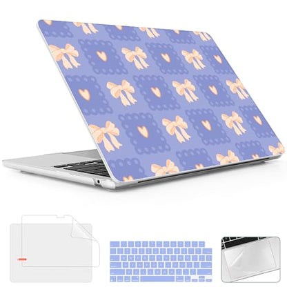 for 2026 MacBook Air 13-inch Laptop Case M5 2026 M4 2025 M3 2024 M2 2022 Release Model A3449 A3240 A3113 A2681, Hard Shell Cover for MacBook Air 13.6 inch, Heart & Cockett Bow - color: Heart & Cockett Bow
