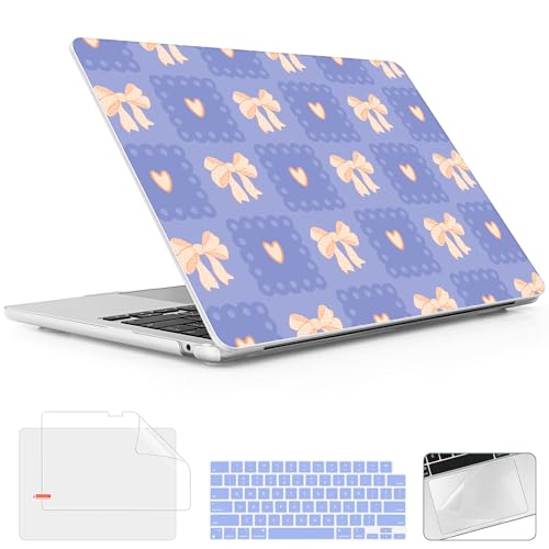 for 2026 MacBook Air 13-inch Laptop Case M5 2026 M4 2025 M3 2024 M2 2022 Release Model A3449 A3240 A3113 A2681, Hard Shell Cover for MacBook Air 13.6 inch, Heart & Cockett Bow - color: Heart & Cockett Bow