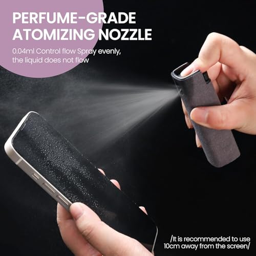 2-in-1 Portable Electronics Cleaning Kit with Microfiber Spray Bottle & Cloth for Phone, Tablet, Computer, TV, Car, Glasses, and Screen Maintenance - Dust Removal Tool (Grey) - color: Grey