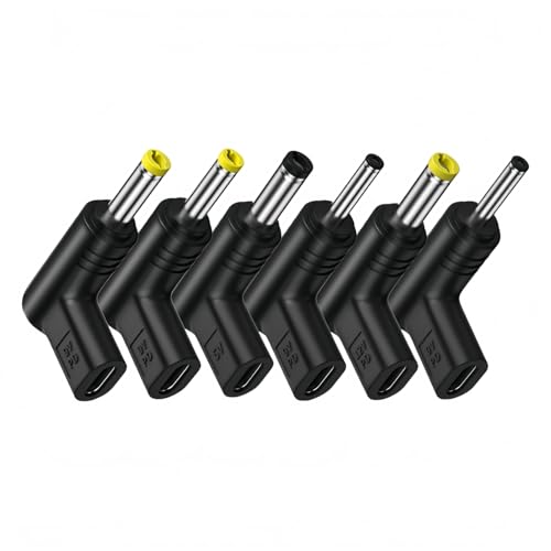USB Type-C to DC 6 Adapter Set, 5V USB-C Female to DC Male 90 Degree Charging Plug (3.0x1.1mm 3.5x1.35mm 4.0x1.7mm 4.8x1.7mm 5.5x2.1mm 5.5x2.5mm) for Router LED Light and Speaker