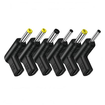 USB Type-C to DC 6 Adapter Set, 5V USB-C Female to DC Male 90 Degree Charging Plug (3.0x1.1mm 3.5x1.35mm 4.0x1.7mm 4.8x1.7mm 5.5x2.1mm 5.5x2.5mm) for Router LED Light and Speaker