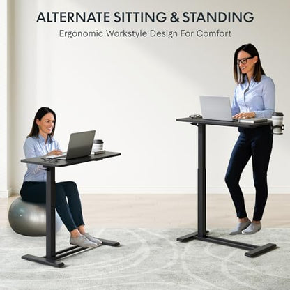 FLEXISPOT 28''Adjustable C Table Gas Spring Mobile Side End Table | Adjustable C table with Wheels, Bedside table for sofa and couch. Laptop Rolling Cart TV Tray, 27.6" W x 15.7" D,Black - color: Black, size: 28x16