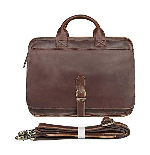Laptop Briefcase Large Capacity, Dual Compartment Expandable 15.6" Portfolio for Business - color: Dark Coffee