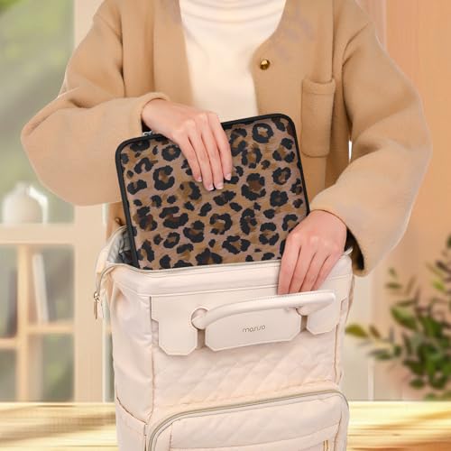MOSISO Laptop Case 13.3 inch,13-13.3 inch Laptop Sleeve Bag with Small Case | Compatible with MacBook Air/Pro 13/Pro 14 M5 M4 M3 M2 M1, HP Dell ASUS Lenovo, Wild Leopard Neoprene Computer Bag, Brown