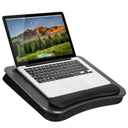 LAPGEAR Memory Foam Lap Desk with Wrist Rest and Media Slot - Medium - Black Carbon - Fits up to 15.6 Inch Laptops and Most Tablet Devices - Style No. 91338 - color: Black Carbon