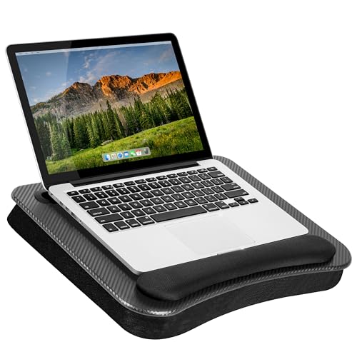 LAPGEAR Memory Foam Lap Desk with Wrist Rest and Media Slot - Medium - Black Carbon - Fits up to 15.6 Inch Laptops and Most Tablet Devices - Style No. 91338 - color: Black Carbon