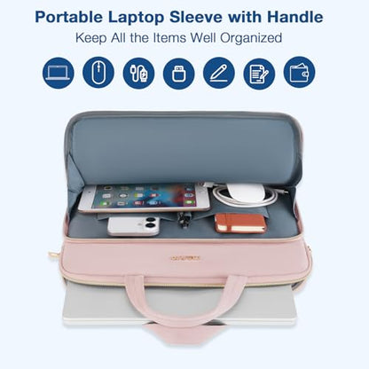 MOSISO Laptop Case 16 inch, 15-15.6 inch Laptop Sleeve, Pink | Compatible with MacBook Pro 16 M5 M4 M3 M2 M1, HP Dell Acer Lenovo ASUS Notebook, Wheat Ear Quilted Bag with Handle&Pocket - color: Pink, size: 16 inch