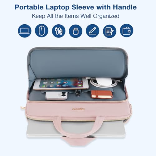 MOSISO Laptop Case 14 inch, 14 inch Laptop Sleeve, Pink | Compatible with HP Lenovo Dell ASUS Acer, HP Stream, Dell Latitude, Lenovo IdeaPad, Wheat Ear Quilted Bag with Handle&Pocket - color: Pink, size: 14 inch