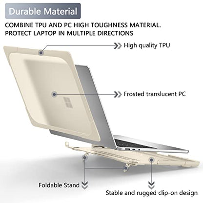 Batianda Case for Microsoft Surface Laptop 13.5 Inch,Metal Palm Rest, Khaki | Heavy Duty Ergonomic Foldable Stand, TPU Bumper, Matte Hard Shell, Fits Surface Laptop 3/4/5 13.5" with Metal Palm Rest - color: Khaki, size: with Metal Palm Rest