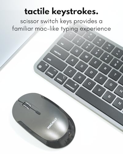 Macally Bluetooth Mac Keyboard and Mouse (Compact, Multi Device, Rechargeable) - Wireless Apple Keyboard and Mouse Combo - for Mac mini/Studio, MacBook Pro/Air, iMac, iPad, iPhone - Space Black - color: Space Black