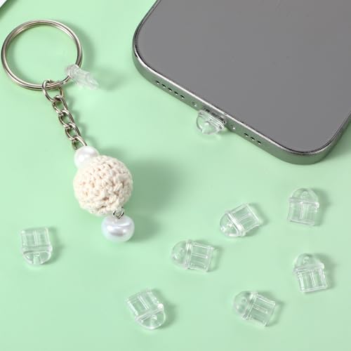 Cell Phone Type C Dust Plug, 80 Pieces Clear USB C Dust Plug Anti-Dust Charging Port Plugs Covers Type-C Port Cover with Hanging Hole Compatible with All Type-C Devices Laptops Smart Phones Earphones