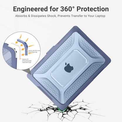 MOSISO Compatible with MacBook Air 15 inch Case M5 M4 M3 M2, Navy Blue | 2 in 1 Kit Honeycomb Shockproof Heavy Duty TPU Bumper Hard Case with Fold Kickstand for A3241 A3114 A2941 2026-2023 - color: Navy Blue