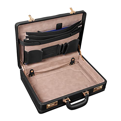 McKlein COUGHLIN, Leather 4.5" Expandable Laptop/Computer & Tablet Business Briefcase Attaché Bag, Men Women Laptop Briefcase, Laptop Compartment bag, Tablet Pocket bag, Business Bags, Travel Cases - color: Black