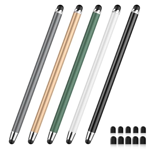 Stylus Pen for Touchscreen(5 pcs) 2-in-1 Stylus Pen for iPad | High Sensitivity Precision Suitable for Touch Screens of iPhone/ipad/Android Tablet(Black/White/Gray/Gold/Dark Green) - color: Black/White/Gray/Gold/Dark Green