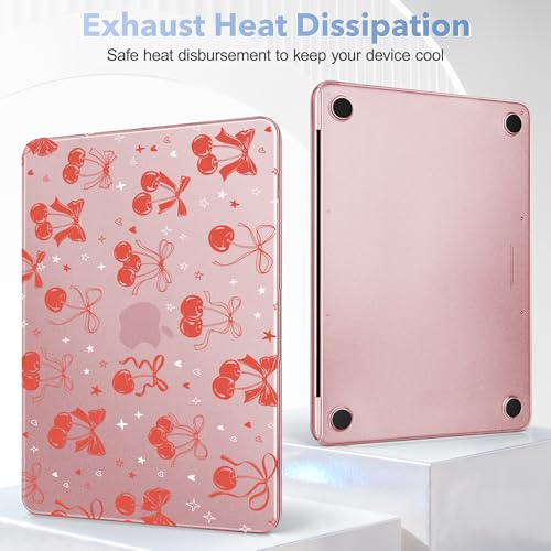 May Chen for MacBook Neo Case 13 inch 2026 | 100% Match Official Color | Pattern Printing, Anti-Crack & Scratch & Fingerprint | Protective Hard Shell Cases Laptop Model A3404 - Girly Pink Bow - color: Girly pink bow