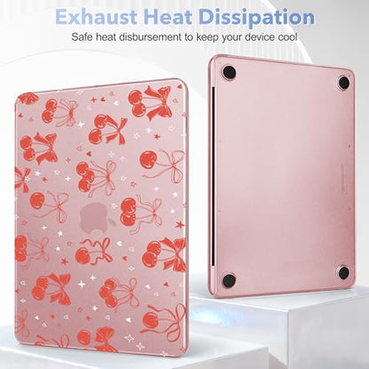 May Chen for MacBook Neo Case 13 inch 2026 | 100% Match Official Color | Pattern Printing, Anti-Crack & Scratch & Fingerprint | Protective Hard Shell Cases Laptop Model A3404 - Girly Pink Bow - color: Girly pink bow