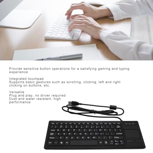 Sanpyl Wired Mechanical USB Keyboard, IP68 & Touch Industrial Keyboard with Touchpad for Laptop Notebook PC, 310x115x12mm / 12.2x4.53x0.47inch