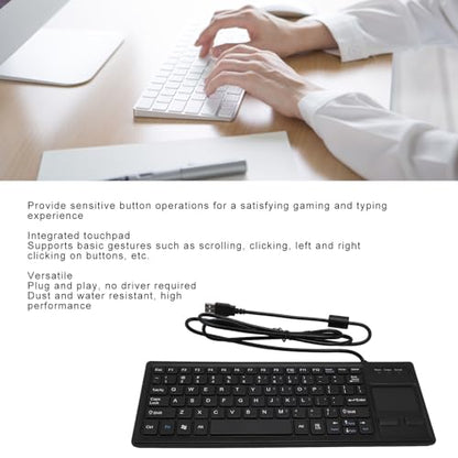 Sanpyl Wired Mechanical USB Keyboard, IP68 & Touch Industrial Keyboard with Touchpad for Laptop Notebook PC, 310x115x12mm / 12.2x4.53x0.47inch
