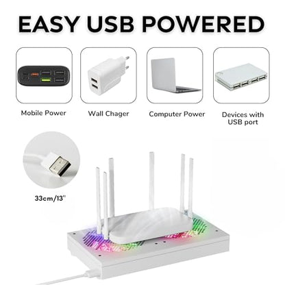 High Airflow Cooling Fan 260mm 5V USB Fan for Computer Cooler TV Small Box and Other Electronics - style: White with Light