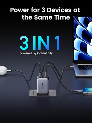 UGREEN Nexode X 65W GaN USB C Wall Charger, 3-Port PPS Ultra Compact Foldable Fast Charger for MacBook Pro/Air, iPhone 17/16/15 Series, Galaxy S25/S24, Pixel 10/9, iPad Pro, Steam Deck