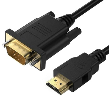 PANPEO HDMI to VGA Cable 6ft Gold for Laptop Monitor TV | HDMI to VGA adapter cable 6ft, Gold plated, 1080P, Plug and play no power needed, For laptop/projector/Xbox/Roku