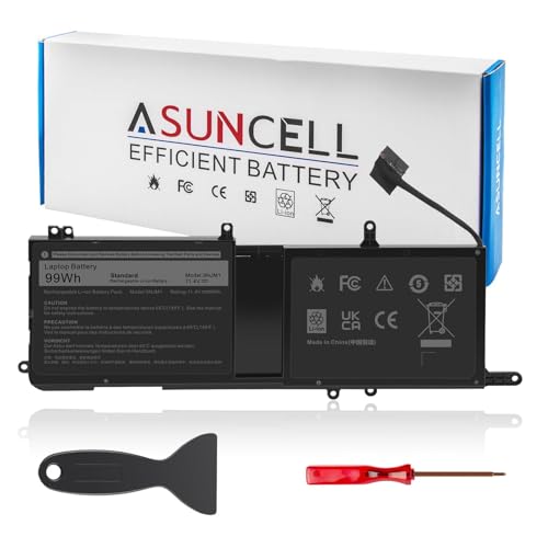 ASUNCELL 9NJM1 Laptop Battery for Dell Alienware 15 R3 R4 17 R4 R5 Series Dell P31E P69F Series ALW17C Series Notebook 0546FF 0HF250 44T2R HF250 MG2YH 0MG2YH, 11.4V 3-Cell 99Wh - size: 9NJM1 8.94 × 4.96 × 0.71 in