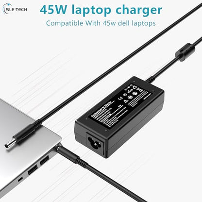 SLE-TECH 45W Laptop Charger for Dell Inspiron 11 13 14 15 17 3000 5000 7000 Series, 19.5V 2.31A Power Adapter for Latitude 3140 3520 3420, XPS 13, Vostro 3420 3520, 4.5mm * 3.0mm Round Tip AC Cord