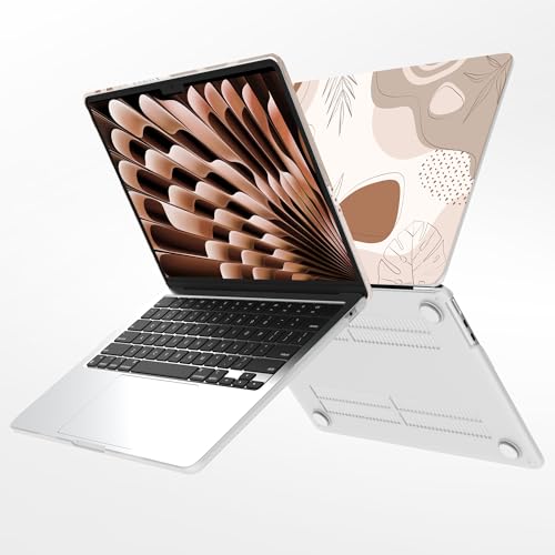G JGOO Compatible with MacBook Air 13 inch Case 2026 2025-2022 M5 A3449 M4 A3240 M3 A3113 M2 A2681, Plastic Hard Shell for MacBook Air 13.6 inch Case +Keyboard Cover+Screen Protector, Brown Leaf - color: Brown Leaf