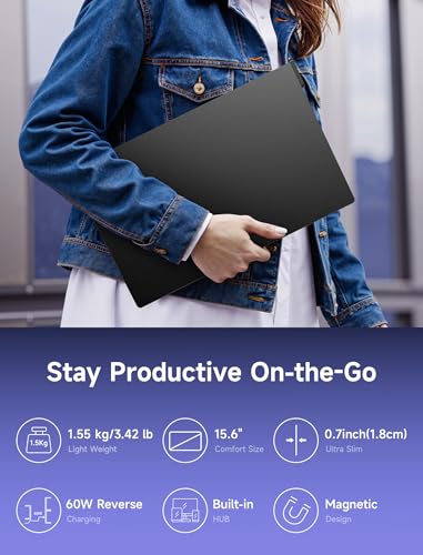 JSAUX FlipGo Lite 15.6" Portable Dual Stacked Monitor, 1080P FHD IPS | One-cable triple-monitor setup with magnetic design and built-in hub; no driver required for Windows and Linux laptops - size: 15.6", style: FlipGo Lite