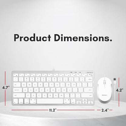 Macally USB Wired Keyboard and Mouse Combo for Mac and PC - Save Space with a Compact Small Apple Keyboard and Mouse for MacBook Pro/Air, iMac Mini/Pro