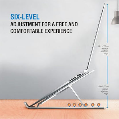 Portable Foldable Laptop Stand Adjustable Cooling Desktop Holder Space Saving Sturdy Structure for All Laptops Notebooks Computer Desk Office Home Use (Black) - color: Black