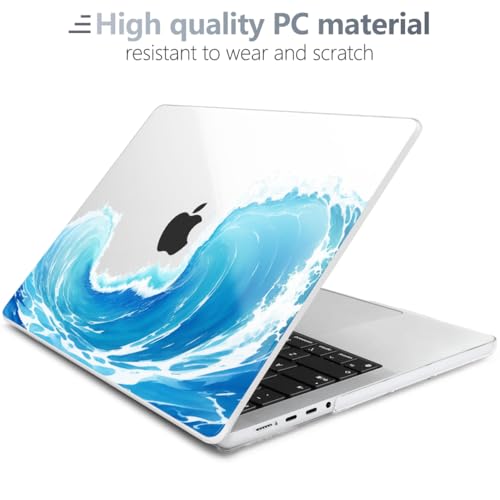 Batianda Case for New MacBook Pro 16 inch 2026 M5 2024 2023 2021 Release with M4 M3 M2 M1 Pro/Max Chip,Stylish Designed Clear Hard Shell with Keyboard Cover & Screen Protector, Blue Waves - color: Blue Waves