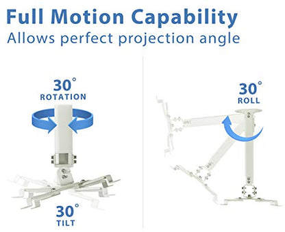 Mount-It! Ceiling Projector Mount | Full Motion and Height Adjustable from 14.5-21.5 Inches | Universal Bracket Fits Epson, Optoma, Benq, and Viewsonic Projectors | 30 Lbs Capacity (Medium) - style: Medium
