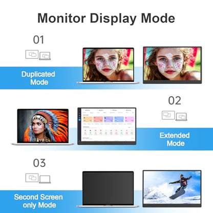 UFYQL Portable Monitor 15.6-inch FHD 1080P Ultra-Slim Travel External Monitor HDR IPS Gaming Display with Kickstand &Speakers USB-C HDMI Plug&Play，for Laptop PC Phone PS4/5 Xbox Switch
