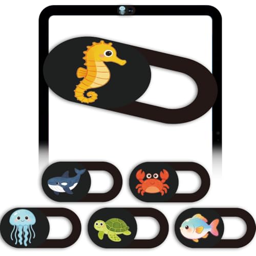 6Pcs 6 Styles Laptop Camera Cover Animal Phone Privacy Camera Cover 0.04 Inch Ultra Thin for Mini PC Desktop Tablet Ocean Animal Plastic Durable Privacy Protectors for Home Office Work Use - color: Ocean Animal-2