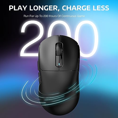 ATTACK SHARK X3 49g Ultra-Lightweight Wireless Gaming Mouse, Black | Bluetooth 5.2/2.4G Wireless/Wired, PAW3395 Gaming Sensor, 26K DPI, 200h Battery Life, Programmable Buttons for PC/Mac/Win - color: Black