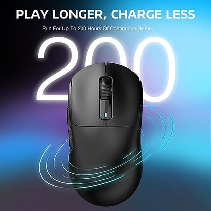 ATTACK SHARK X3 49g Ultra-Lightweight Wireless Gaming Mouse, Black | Bluetooth 5.2/2.4G Wireless/Wired, PAW3395 Gaming Sensor, 26K DPI, 200h Battery Life, Programmable Buttons for PC/Mac/Win - color: Black